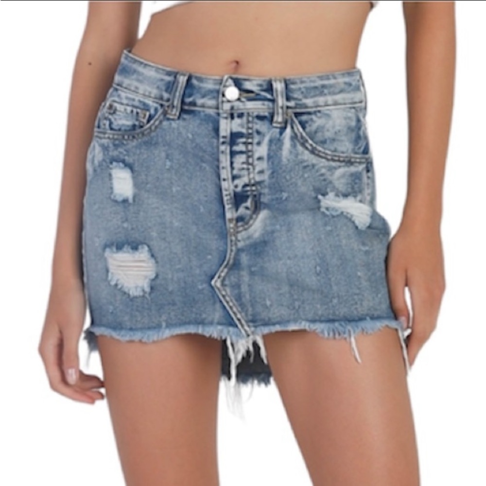 Distressed Denim Jean Mini Skirt, High Waist❣️NEW❣️